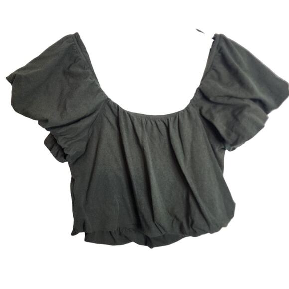 We the Free Off Shoulder Crop Top, Dark Green, Medium - Picture 6 of 6